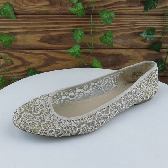 Nine West Size 8.5 Ballet Shoes‎ Beige Fabric Women M Lucyol1 - Picture 1 of 10